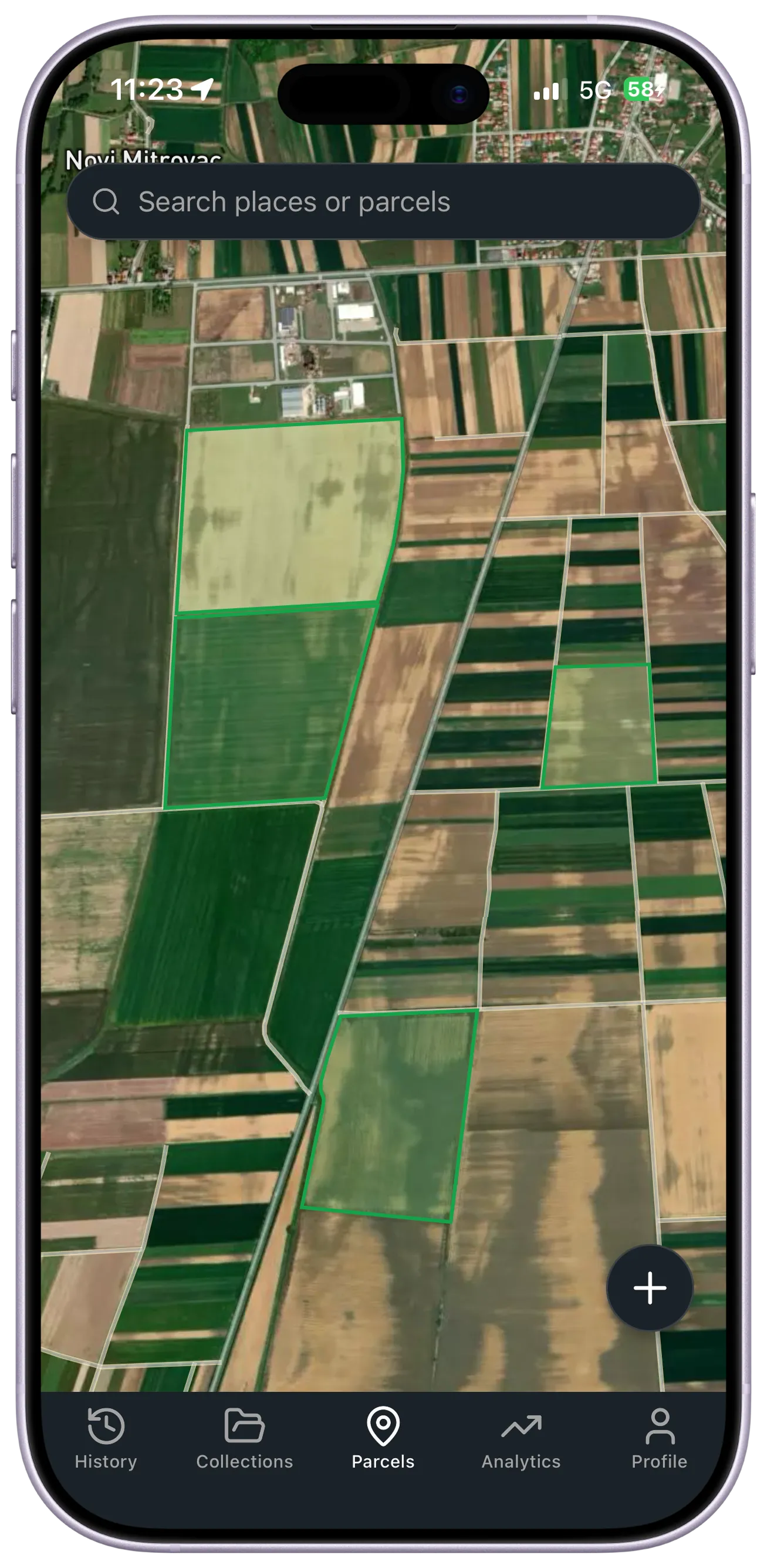 Overview of multiple parcels on the live map.