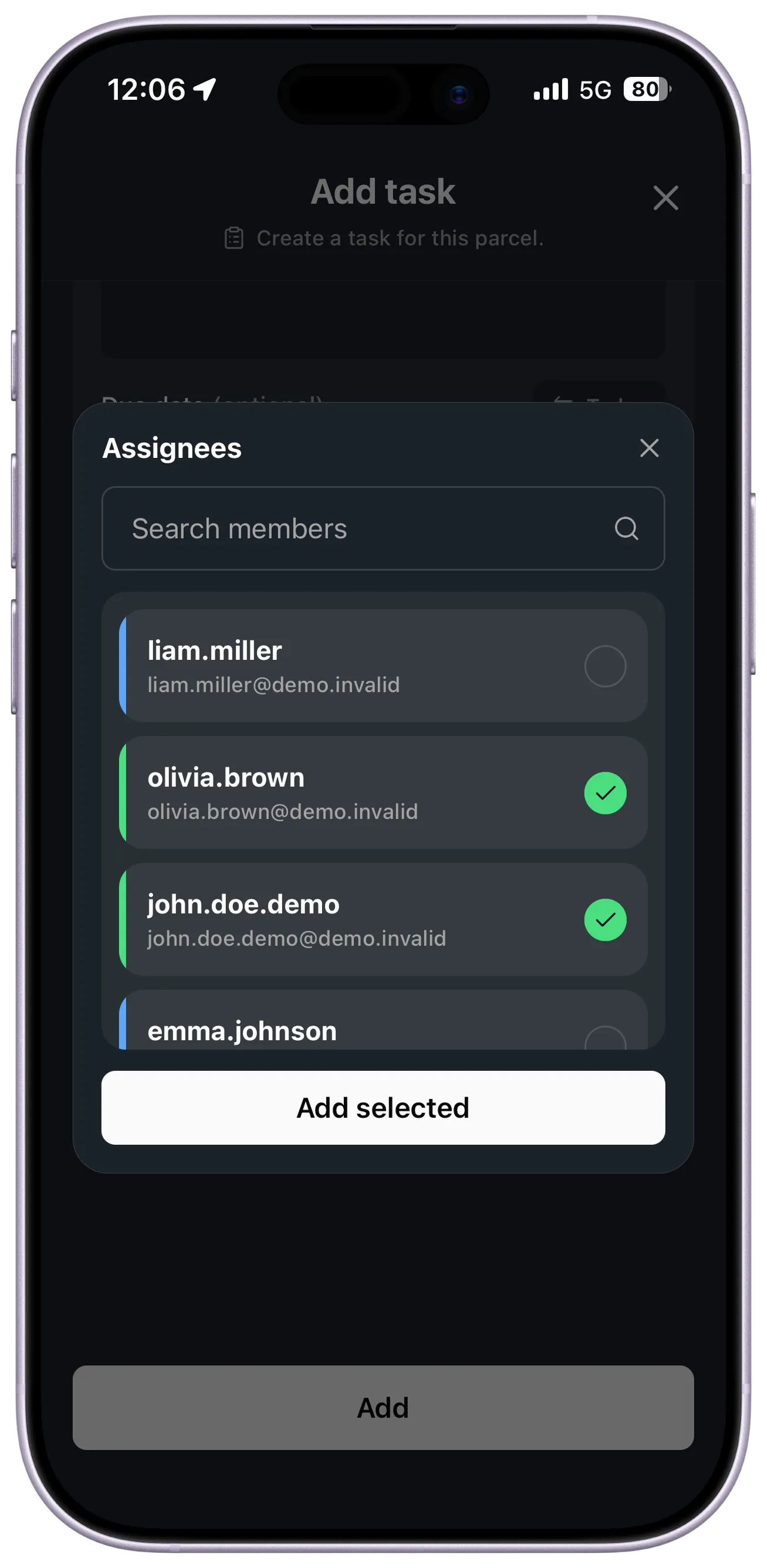 Users and team members overview.